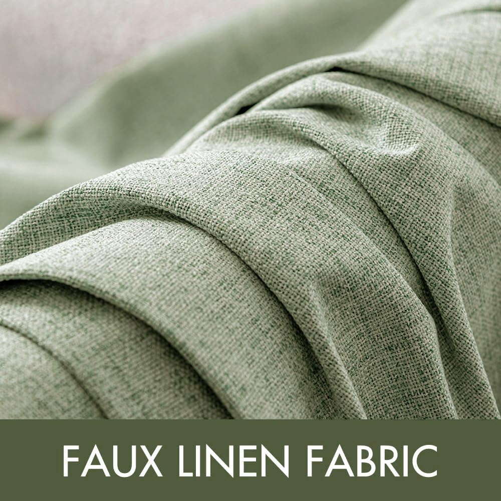 Wonicy Linen Texture Curtains for Bedroom Solid 100% Blackout Thermal Insulated Sage Green Curtains Grommet Room Darkening Curtains/Draperies for Living Room Nursery 52x84 Inch (2 Panels)